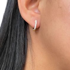 Diamonds Huggie 14k Gold Earrings Mini Our Round diamond Huggies are the perfect earrings for everyday wear. They add a subtle sparkle to any outfit! 14k yellow gold, 14 round brilliant-cut pavé diamonds 0.30 cts total weight Size: 1.75mm / 14 stones total please contact us at: info@sabrinaa.com or call us (626)384-7162 for more information INTERNATIONAL CUSTOMERS ARE RESPONSIBLE FOR ALL DUTIES, TAXES AND FEES ASSOCIATED WITH CUSTOMS. THESE ARE SEPARATE AND NOT INCLUDED WITH YOUR PURCHASE. IT IS Elegant White Huggie Earrings With Single Cut Diamonds, Elegant White Huggie Earrings With Diamonds, Rose Gold Single Cut Diamond Earrings, Everyday White Diamond Earrings, Dainty White Diamond Earrings With Vvs Clarity, Delicate Diamond White Earrings With Accents, Elegant Hypoallergenic Diamond White Huggie Earrings, Elegant Hypoallergenic Huggie Earrings In Diamond White, Elegant Hypoallergenic Diamond Huggie Earrings