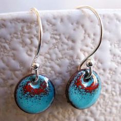 Ombre Circle, Torch Fired Enamel Jewelry, Enameling Jewelry, Ceramic Bead Jewelry, Small Dangle Earrings, Robins Egg, Enamels, Enamel Earrings, Ceramic Jewelry