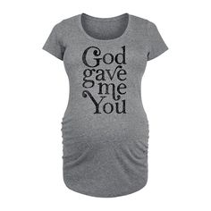 She will love showing off her style with this Maternity God Gave Me You Graphic Tee. FEATURES Short sleeves ScoopneckFABRIC & CARE Cotton/Polyester Machine wash Imported Size: M-Mat. Color: Med Grey. Gender: female. Age Group: kids. Maternity Graphic Tee With Letter Print, Maternity Graphic T-shirt With Crew Neck, Cute Maternity Graphic Print T-shirt, Maternity Graphic Tees, Cheap Maternity Graphic Print T-shirt, Maternity Tees, Womens Maternity, How To Show Love, Her Style