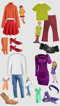 an assortment of clothing and shoes for people to wear