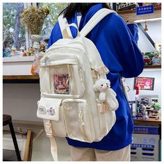 Books Accessories, Ladies School Bag, Black Backpack School, Kawaii School, Kawaii Backpack, Kawaii Things, Student Bag, Fancy Bags, Cute Backpacks