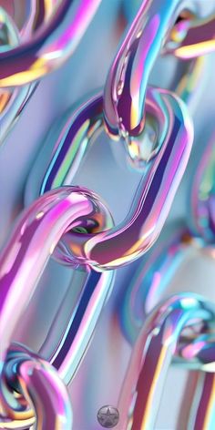 an abstract image of colorful metal chains