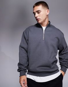 Hoodies & Sweatshirts by ASOS DESIGN For 'no plans' plans High neck Quarter-zip fastening Drop shoulders Oversized fit Oversized Quarter Zip, Sweat Oversize, Flip Flop Boots, Leopard Print Baby, Quarter Zip Sweatshirt, White Trainers, Vans Old Skool, Zip Sweatshirt, Adidas Samba