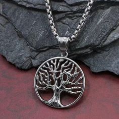 Silver Family Tree of Life Pendant Necklace Irish Celtic Jewelry Chain 24" | eBay Nickel Free Stainless Steel Pendant Necklace, Stainless Steel Jewelry With Silver Chain And Round Pendant, Silver Tree Of Life Round Pendant Necklace, Stainless Steel Pendant Necklace With Silver Chain, Stainless Steel Box Chain Jewelry, Silver Chain Alloy Necklace, Spiritual Stainless Steel Jewelry With Lobster Clasp, Round Alloy Necklace With Silver Chain, Vintage Stainless Steel Box Chain Necklaces