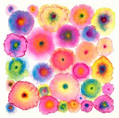 an image of colorful flowers painted in watercolor