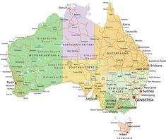 a map of australia with all the major cities and roads in it's state