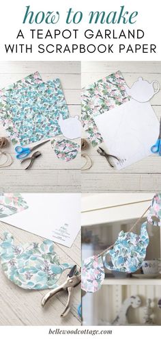 how to make a teapot garland with scrapbook paper