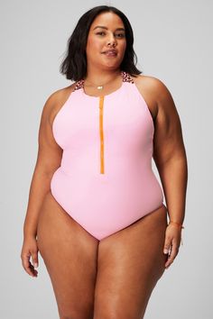 Zip-Front Racerback Shaping One-Piece Swimsuit Fabletics orange/pink female Activewear >> Womens >> Swim >> One-Pieces plus Swim Zip-front racerback one-piece swimsuit. Pink Racerback Swimwear Stretch Fit, Pink Racerback Stretch Swimwear, Pink Stretch Racerback Swimwear, Sporty Pink Bodysuit For Summer, Pink Racerback Swimwear For Workout, Pink Racerback Swimwear For Summer, Pink Racerback Swimwear For Swimming, Pink Racerback Workout Swimwear, Pink Racerback Swimwear