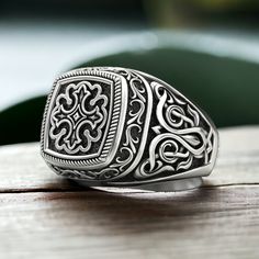 Discover the striking contrast of our Ring Patterns Blackening, meticulously crafted from high-quality 925 Sterling Silver. This unique ring features an intricate pattern design enhanced by an oxidized finish, creating a bold and sophisticated look. Perfect for both men and women, this ring adds a touch of modern elegance to any outfit, making it ideal for everyday wear or special occasions. Handmade with exceptional craftsmanship, the ring showcases detailed patterns and a polished finish that Luxury Silver Rings With Classic Design, Luxury Silver Engraved Filigree Ring, Luxury Engraved Silver Filigree Ring, Luxury Silver Filigree Ring In Sterling Silver, Luxury Silver Hallmarked Filigree Ring, Classic Silver Filigree Ring With Polished Finish, Sterling Silver Signet Ring With Intricate Design, Classic Silver Ring With Intricate Engraving, Classic Sterling Silver Engraved Ring With Intricate Design