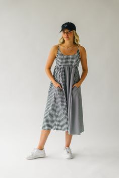 The Millsaps Gingham Tank Midi Dress in Black – Piper & Scoot Gingham Dresses For Summer Daywear, Gingham Dress For Summer Daywear, Spring Gingham Cotton Sundress, Spring Beach Dress In Gingham, Spring Beach Gingham Dresses, Spring Beach Dresses In Gingham, Casual Plaid Dress For Spring Picnic, Gingham Summer Beach Dress, Gingham Beach Dresses For Summer