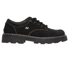 Look stylishly tough in the SKECHERS Parties-Mate oxford. Scuff resistant leather in a casual lace up oxford with plain toe. Stitching and overlay detail. | Skechers Women's Parties - Mate Shoes Sketchers Shoes, Wide Shoes, Women Oxford Shoes, Skechers Women, Boots And Sneakers, Casual Lace, Clarks Shoes, Dc Sneaker, Sketchers Sneakers