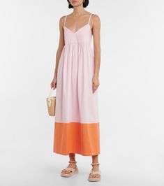 Lee Mathews - Exclusive to Mytheresa – Casey cotton maxi dress | Mytheresa Pleated Bodice, Cotton Maxi, Maxi Dress Cotton, Pink Maxi Dress, Empire Waist, Designing Women, Diy Clothes, Dress Outfits, Maxi Dress