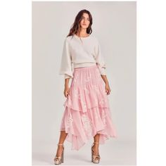 Nwt Loveshackfancy Alex Skirt Color: Blush Tutu Size 2 Retail: $475 Women Skirts Midi, Size 2, Midi Skirt, Womens Skirt, Blush, Pink, Women Shopping, Color