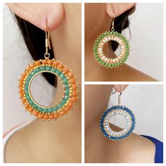 Add a pop of vibrant color to your ensemble with these stunning Orange hoop Boho style handmade earrings. The oversized circles feature intricate brick stitch beadwork using high-quality Miyuki Delica seed beads, creating a truly unique and eye-catching accessory. These big, bold earrings are perfect for those who love adding a touch of bohemian flair to their look. Stand out from the crowd with these one-of-a-kind statement earrings that are sure to turn heads wherever you go. Closure: Ear hook Diameter: 1.32 inches Quantity:1 pair Bohemian Hoop Beaded Earrings With Colorful Beads, Colorful Beaded Circle Earrings As Gift, Colorful Beaded Circle Earrings For Gift, Colorful Beaded Circle Earrings For Summer, Colorful Circle Beaded Earrings For Summer, Summer Colorful Beaded Circle Earrings, Beaded Bohemian Hoop Earrings, Bohemian Circle Earrings With Tiny Beads, Colorful Beaded Circle Earrings