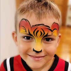 Tiger Face Paint Easy, Lion Face Paint, Kitty Face Paint, Face Painting For Boys, Cheek Art, Jungle Thema