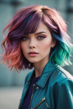 Our handpicked collection showcases stunning, versatile cuts that are not only easy to manage but also brim with personality and style. Colored Hair For Women Over 40, Short Vivid Hair, Fantasy Color Hair, Fun Colored Hair, Vivid Hair, Pop Of Color Hair, Hair Color Unique, Cute Hair Colors, Punk Hair