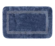 a blue rug with a border in the middle on a white background for use as a floor mat