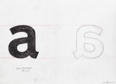 a drawing of the letter a and an image of a penciled out font that has been added to it