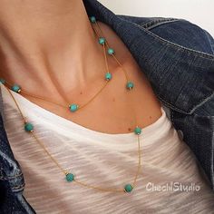 Turquoise Beaded Gold Chain Necklace December Birthstone | Etsy Turquoise Necklace With Round Beaded Chain, Turquoise Beaded Chain Long Necklace, Turquoise Long Necklace With Beaded Chain, Turquoise Long Beaded Necklace As Gift, Turquoise Long Beaded Chain Necklace, Turquoise Long Beaded Necklace For Gift, Blue Beaded Chain Turquoise Necklace As Gift, Green Turquoise Beaded Necklace As Gift, Blue Turquoise Necklace With Beaded Chain As Gift