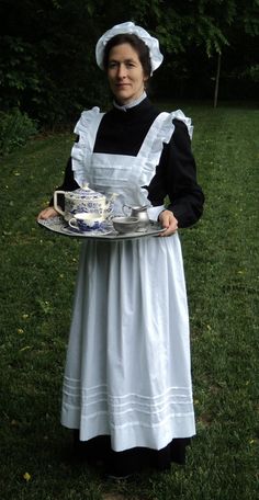 Edwardian Servants, Toddler Bumble Bee Costume, Ideal Husband, Victorian Maid, Ruffled Apron, Ruffle Apron, Maid Uniform, French Victorian, Tea Rooms