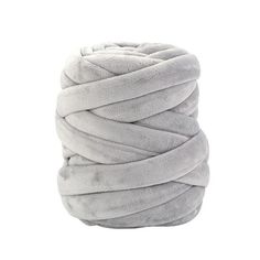 a roll of gray colored cord on a white background