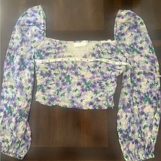 Nwot. Astr The Label. Self 100% Viscose, Lining 100% Polyester. Zipper On The Side. Very Soft. Astr The Label, Floral Crop Tops, Purple Green, Purple Floral, Green And Purple, The Label, Crop Top, Womens Tops, Crop Tops