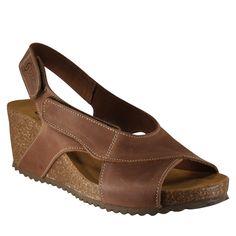 Supportive, Comfortable Low Platform Sandal. The Soft Oiled Leather Upper Straps Cross Over The Forefoot With A Velcro Closure Around The Ankle. Lightly Cushioned, Arch Supportive Footbed. The Sole Is Light With A Cork Base And Poly Sole. Leather Upper Leather Lining Medium Width Made In Italy Casual Brown Slingback Wedge Sandals, Brown Wedge Sandals With Ortholite Insole For Summer, Summer Brown Wedge Sandals With Ortholite Insole, Brown Wedge Sandals With Arch Support And Round Toe, Brown Sandals With Cork-bed Midsoles, Brown Sandals With Ortholite Insole, Brown Wedge Heels With Arch Support, Brown Sandals With Ortholite Insole And Wedge Heel, Brown Wedge Heel Sandals With Ortholite Insole