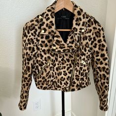 Zara Besic Really Nice Jacket Removal Belt Great Condition Make Sure To See The Size Never Used It’s To Small For Me I Believe Size Xsmall. Made In Morocco Trendy Leopard Print Outerwear For Fall, Trendy Fitted Leopard Print Outerwear, Chic Fitted Leopard Print Outerwear, Blush Pink Coat, Black Suit Vest, Blazer With Belt, Faux Fur Parka, Suede Trench Coat, Black Moto Jacket