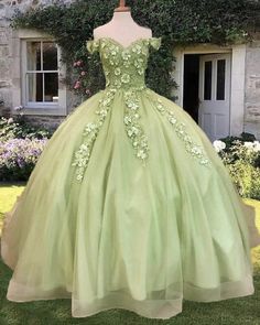 Sage Green Ball Gown For Quince Elegant Green Off-shoulder Ball Gown, Elegant Off-shoulder Green Ball Gown, Green Off-shoulder Gown For Wedding, Green Off-shoulder Ball Gown For Prom, Green Tulle Quinceanera Dress With Sweetheart Neckline, Green Quinceanera Dress With Sweetheart Neckline, Off-shoulder Green Gown For Prom Season, Green Off-shoulder Gown For Prom Season, Green Off-shoulder Gown For Prom