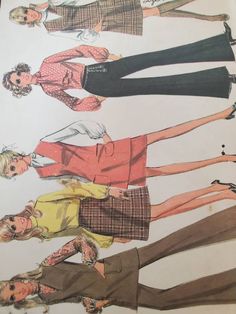 four women's clothing patterns from the 1960s