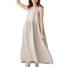 PRICES MAY VARY. [High Quality Fabric]- Made of 100% linen, this summer breezy dress for women is soft to touch. Pure linen has excellent advantages of temperature moderation and breathability to give you a cool and dry wearing experience in any seasons, especially suitable for people who are prone to sweating [Unique Design]- Round neck and sleeveless design make the women slip dress more comfy for wearing. The spaghetti strap paired with adjustable buckle not only can be suitable for any heigh Summer Slip Dress, Lounge Outfits, Sundress Casual, Long Sundress, Beach Lounge, Slip Dresses, Breezy Dress, Lounge Dress, Linen Style