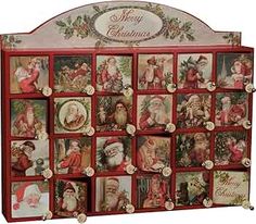 an old fashioned christmas card display with santa claus and other holiday greetings on it