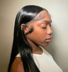 Straight Behind The Ear Hair, Middle Part With Soft Edges, Black Bob Middle Part, Middle Part With Fluffy Edges, Middle Part Fluffy Edges, Middle Part Buss Down With Fluffy Edges, Lace Front Wigs Edges, Middle Part Quick Weave With Edges, Middle Part No Edges Wig