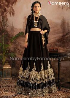 Buy Royal Black Lehenga Skirt for Wedding Wear Online an elegant lehenga choli dress for your evening event which is sure to make you look glamorous in it Black Gown With Resham Embroidery And Traditional Drape, Black Gown With Intricate Embroidery, Traditional Drape, Black Resham Embroidery Evening Gown, Eid Black Choli With Sheer Dupatta, Black Choli With Intricate Embroidery For Eid, Black Resham Embroidered Evening Gown, Black Choli With Sheer Dupatta For Eid, Black Gown With Traditional Drape For Eid, Elegant Saree Skirt For Party