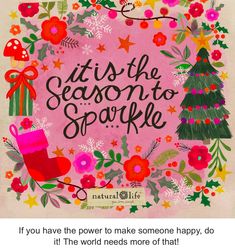 a pink card with the words it's the season to sparkle