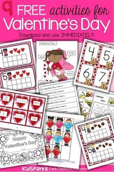 valentine's day printables for kids to practice numbers and counting with free activities