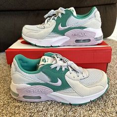 Top Seller for Women๏ฟฝs Sz 6 Nike Air Max Heel EXCEE Gray/Green/Purple Shoes Sneakers DX3315-043, Women's shoes Casual Nike Sneakers With Air Max Cushioning, Casual Low-top Sneakers With Air Max Cushioning, Green Flat Sneakers With Cushioned Footbed, Casual Green Running Shoes With Laces, Casual Breathable Closed Toe Sneakers, Casual Synthetic Sneakers With Air Max Cushioning, Sporty Synthetic Closed Toe Sneakers, Cushioned Synthetic Sneakers, Casual Purple Closed Toe Sneakers