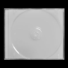 an empty clear cd case on a black background