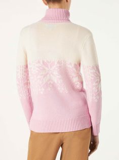 Turtleneck sweaterCortina print on the frontPink and white norwegian printSaint Barth logo on the sleeveComposition: Blended cashmereRegular fit Pink Jacquard Knit Tops For Winter, Pink Crew Neck Sweater With Fair Isle Pattern, Pink Fair Isle Crew Neck Sweater, Pink Fair Isle Sweater For Winter, Pink Fair Isle Pattern Sweater, Pink Fair Isle Winter Sweater, Ladies Turtleneck Sweaters, Saint Barth, Womens Turtleneck