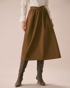 Details: - Khaki - Daily - Pockets - Pleated - Solid Color - Elastic Waist - High Waisted - Regular Fit - 70% Polyester, 30% Viscose - Machine wash or professional dry Fabric: This Pleated Skirt is made of Polyester and Viscose. Polyester is an artificial fiber that feels soft, looks lustrous, and dries fast. It's also durable, with good resistance to wrinkles, stains, and sunlight. Viscose (aka rayon) is a man-made cellulosic fiber made from wood pulp. It's soft, breathable, durable, and moistu Tailored Clothes, Perfect Wardrobe, Pleated Midi Skirt, Color Khaki, Dressed Down, Feminine Style, Pleated Skirt, Unique Style, High Waisted Skirt