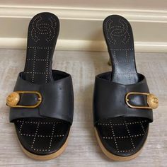 Great Condition And Hardly Worn! Shoes Chanel, Leather Platform Sandals, Chanel Black, Chanel Shoes, Black Tan, Black And Tan, Platform Sandals, Slip On Sandal, Women's Shoes Sandals