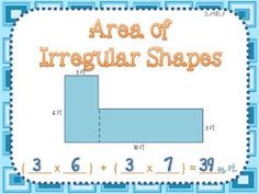 the area of irregular shapes is shown in blue and white with numbers on it,