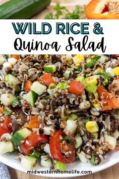 wild rice and quinoa salad in a white bowl