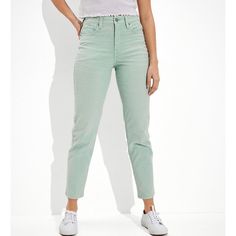 Mint Green Highwaist Tapered Leg Mom Jeans In Stretch Corduroy. Super Comfy & Very Versatile, Almost Neutral, Color!! Nwot Green Corduroy, Seafoam Green, American Eagle Outfitters Jeans, Neutral Color, High Jeans, Colored Jeans, Tapered Legs, Mint Green, American Eagle Outfitters