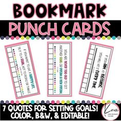 the bookmark punch cards are great for students to use in their classroom or home