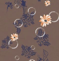 an abstract floral design on a brown background