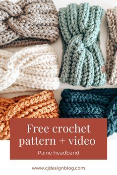 crochet patterns for headbands with text overlay that reads free crochet pattern + video