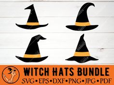 witch hat svg bundle for silhouettes and cricut cutting machines, halloween clipart