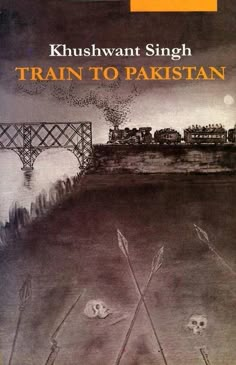 a book cover with an image of a train going over a bridge in the distance