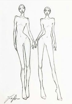 a drawing of two women standing next to each other